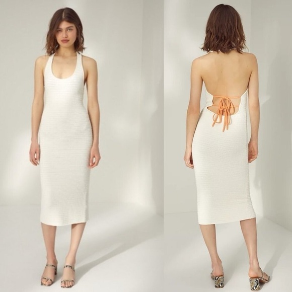 Wilfred Dresses & Skirts - Wilfred Phair Halter Dress Aritzia Knit Beach Vacation Low Back Cloud Size Small